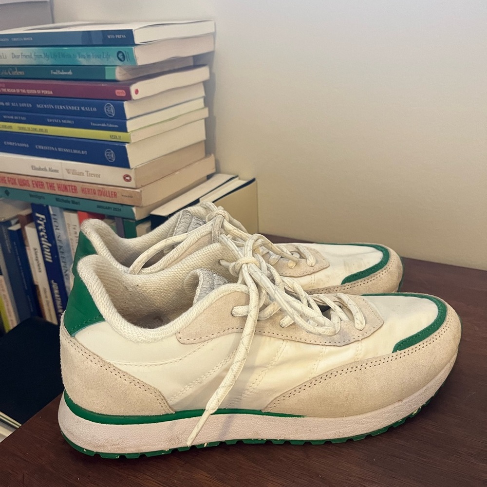 Woden Nellie Soft Sneaker in Basil / White